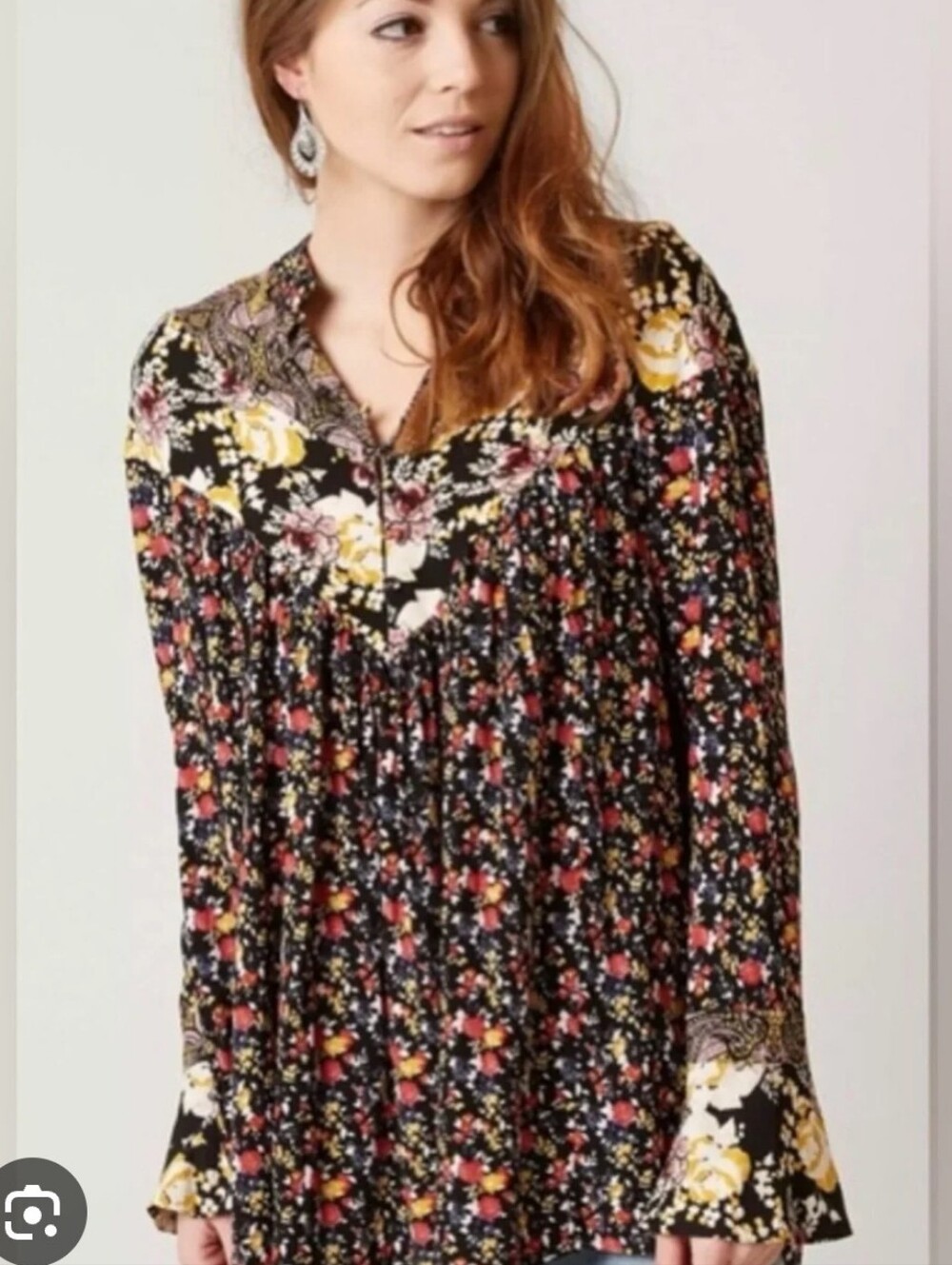 Free People Wildflower Fields print tunic Sz S ( Oversized)